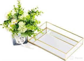 img 3 attached to 💎 CHICHIC Gold Mirror Tray Organizer for Jewelry, Vanity, Perfume, Dresser – Decorative Glass Metal Makeup Tray for Bathroom, Bedroom, and Cosmetics Storage – 11.8 x 7.9 Inch