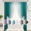 teal and white ombre sheer curtains 95 inch long, yakamok tab top gradient linen semi-sheer curtain panels for bedroom & living room - set of 2 (52 x 95 inches) logo