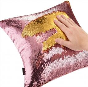 img 4 attached to Mermaid Fish Glitter Pillow Cover, MOCOFO Reversible Sequins Pillowcase With Color Changing Flip Sequins, Pink And Gold, Fun Decorative Cushion Cover For Sofa, Couch, And Bedroom, 16X16 Inches