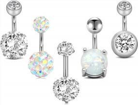 img 2 attached to Stylish And Safe Short Belly Button Rings In Surgical Stainless Steel - MODRSA Belly Ring Collection