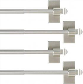 img 4 attached to Versatile And Convenient Magnetic Curtain Rods For Small Windows And Metal Doors - Adjustable From 16 To 28 Inches With Square Finials