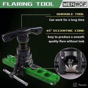 img 2 attached to MERWOF HVAC Flaring Tool Kit for 1/4 - 3/4 inch and 6-19mm Single Flare, 45° Eccentric Type Manual Tubing Flaring Tool Kit with Clutch, Pipe Cutter, Deburring Tool for Copper and Aluminum Pipes (5-Piece Set)