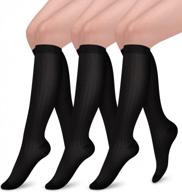 3 pack compression socks for women - knee high stockings best for running, nursing, athletic circulation logo