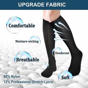 img 3 attached to 3 Pack Compression Socks For Women - Knee High Stockings Best For Running, Nursing, Athletic Circulation