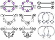 sparkle and shine: 14g surgical steel nipple & tongue piercing jewelry set with cz stones by lauritami logo