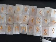 img 1 attached to SUNYIK Natural Green Jade Rune Stones Set With Engraved Elder Futhark Alphabet Lettering Polished Healing Crystal Kit review by Joel Norfork