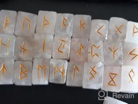 img 7 attached to SUNYIK Natural Green Jade Rune Stones Set With Engraved Elder Futhark Alphabet Lettering Polished Healing Crystal Kit