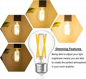 img 1 attached to 3-Pack Dimmable A19 LED Edison Bulb 120W Equivalent - 1600 Lumens, 2700K Warm White E26 Base Decorative Classic Clear Glass For Home/Cafe/Office