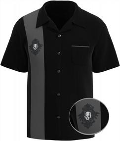 img 3 attached to Mens USA Made Rockabilly Bowling Shirt Short-Sleeve Button Down Skull Blade