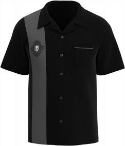 img 4 attached to Mens USA Made Rockabilly Bowling Shirt Short-Sleeve Button Down Skull Blade