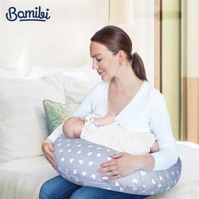 img 3 attached to Bamibi Adjustable Clasp Nursing Pillow for Breastfeeding | Multi-Use Cozy Breastfeeding Pillow for Babies | 100% Cotton Cover, 100% Polyester Filling | Hearts Design