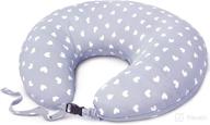 bamibi adjustable clasp nursing pillow for breastfeeding | multi-use cozy breastfeeding pillow for babies | 100% cotton cover, 100% polyester filling | hearts design logo