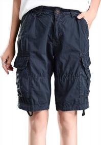 img 1 attached to Fuwenni Women'S Cotton Casual Relaxed Fit Elastic Waist Bermuda Cargo Shorts With Pockets