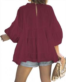 img 3 attached to Sweet & Cute Loose Blouse Top With Ruffle Crew-Neck And Half Sleeves For Women By BELONGSCI
