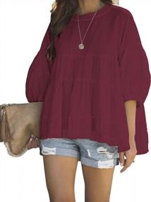 img 4 attached to Sweet & Cute Loose Blouse Top With Ruffle Crew-Neck And Half Sleeves For Women By BELONGSCI