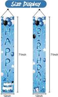 happy birthday porch sign and door banner decorations in blue for men and boys - perfect for 16th, 18th, 21st, 30th, 40th, 50th, and 60th birthday parties logo
