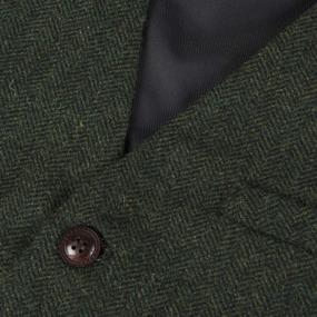 img 1 attached to Men'S Slim Fit Wool Blend Herringbone Tweed Waistcoat Vest