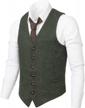 men's slim fit wool blend herringbone tweed waistcoat vest logo