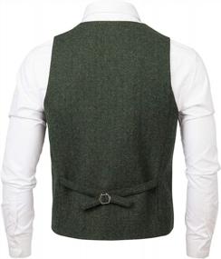 img 2 attached to Men'S Slim Fit Wool Blend Herringbone Tweed Waistcoat Vest