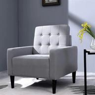 серое мягкое кресло середины века, современное кресло для гостиной, одноместный диван, удобная мебель с акцентом из ткани для спальни, офиса, 1 шт. логотип