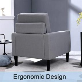 img 2 attached to Gray Upholstered Mid-Century Modern Arm Chair Living Room Single Sofa Comfy Fabric Accent Furniture For Bedroom Office 1PCS