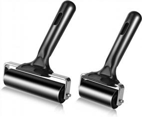 img 4 attached to 🖤 Versatile 2Pcs Rubber Roller Brayer Rollers Hard Rubber Set for Printmaking - 3.8 and 2.2 Inch, Black by HRLORKC