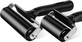 img 2 attached to 🖤 Versatile 2Pcs Rubber Roller Brayer Rollers Hard Rubber Set for Printmaking - 3.8 and 2.2 Inch, Black by HRLORKC