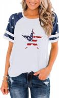show your patriotism in style with this star print colorblock shirt for women - perfect for 4th of july! logo