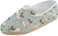 cute and comfortable women's loafers: slip-on canvas sneakers with pug dog design by interestprint logo