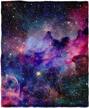 kyku soft galaxy blanket full size fleece purple nebula throw blanket universe small outer space adult and child comfy home for living room sofa nap cozy pretty abstract art printed design gifts logo