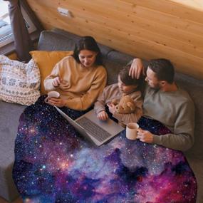img 3 attached to KYKU Soft Galaxy Blanket Full Size Fleece Purple Nebula Throw Blanket Universe Small Outer Space Adult And Child Comfy Home For Living Room Sofa Nap Cozy Pretty Abstract Art Printed Design Gifts