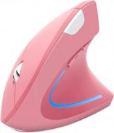 chuyi ergonomic vertical wireless mouse 6 buttons 1600 dpi optical and portable office cordless mice with a usb receiver for pc computer laptop for large right hand (pink) logo