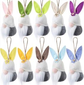 img 3 attached to Easter Hanging Bunny Ornaments Set Of 10, Colorful Plush Bunny Gnomes Easter Gnomes Tree Ornament Decorations