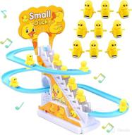 🦆 stair climbing toy for toddlers and kids - small ducks climbing toys, electric ducks chasing race track game set, playful roller coaster toy with 9 duck led flashing lights & music button (a) логотип