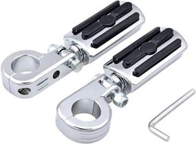 img 4 attached to Highway Foot Peg Set + Mounting Kit for Harley 1 1/4&#34; 32mm Engine Guard (Chrome P-Clamps, 3-slot Rubber Pads)