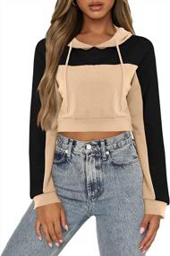 img 4 attached to Stylish Women'S Color Block Cropped Hoodie Sweatshirt For Casual Wear