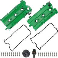 🔧 enhanced aluminum valve covers, green - compatible with nissan altima maxima murano quest infiniti i35 vq35de 3.5l (2002-2009) logo