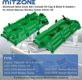 img 2 attached to 🔧 Enhanced Aluminum Valve Covers, Green - Compatible with Nissan Altima Maxima Murano Quest Infiniti i35 VQ35DE 3.5L (2002-2009)