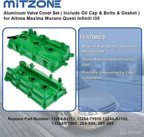 img 1 attached to 🔧 Enhanced Aluminum Valve Covers, Green - Compatible with Nissan Altima Maxima Murano Quest Infiniti i35 VQ35DE 3.5L (2002-2009)