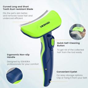 img 3 attached to Self-Cleaning Dog Grooming Kit With Stainless Steel Deshedding Brush - IOKHEIRA Dog Brush For Shedding Large Dogs, Cats - Pet Grooming Brush For Better Coat Health