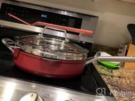 img 1 attached to Ninja CW102RD NeverSticking Premium PossiblePan Set - Including 4-Quart Capacity Pan, Glass Lid, Steamer/Strainer Basket, & Integrated Spatula review by Byron Patil