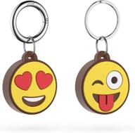 mojitag waterproof airtag keychain: stylish holder for keys and pet trackers, multiple colors with heart & wink design логотип