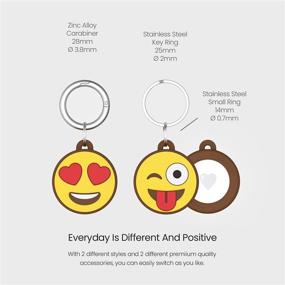 img 3 attached to MojiTag Waterproof AirTag Keychain: Stylish Holder for Keys and Pet Trackers, Multiple Colors with Heart & Wink Design
