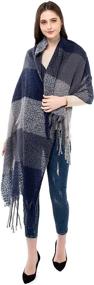 img 2 attached to Womens Cashmere Pashmina Winter Solid Brown Women's Accessories via Scarves & Wraps