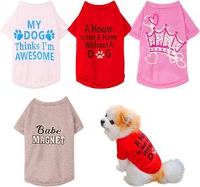 img 4 attached to 🐶 SMXXO 4 Pack Dog Shirt: Cute, Printed Outfits for Chihuahua and Yorkies. Breathable, Summer Clothes for Small Pets.