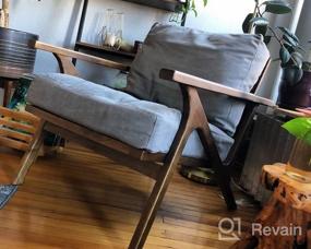 img 5 attached to Guyou Mid Century Modern Accent Chair Деревянное кресло для отдыха с мягкими съемными подушками, одноместный диван, удобный ретро-стул для гостиной / спальни / читального зала (бежевый)