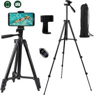 📷 aluminum travel tripod with phone holder & bluetooth remote for iphone/android - versatile lightweight tripod for youtube videos, photography, vlogging & travel - includes carry bag logo