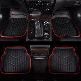 img 3 attached to CAR PASS Luxury Faux Leather Waterproof 3D Car Floor Mats