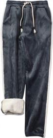 img 4 attached to Women'S Sherpa Lined Fleece Winter Jogger Pants With Track Style - Soft And Cozy Sweatpants
