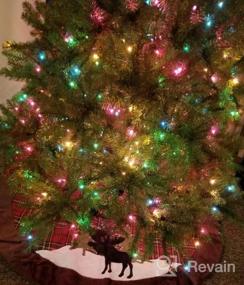 img 5 attached to Обновите свой рождественский декор с помощью деревенской клетчатой ​​юбки HAUMENLY'S с вышивкой черного лося и коричневой каймой из искусственного меха - 48 дюймов
